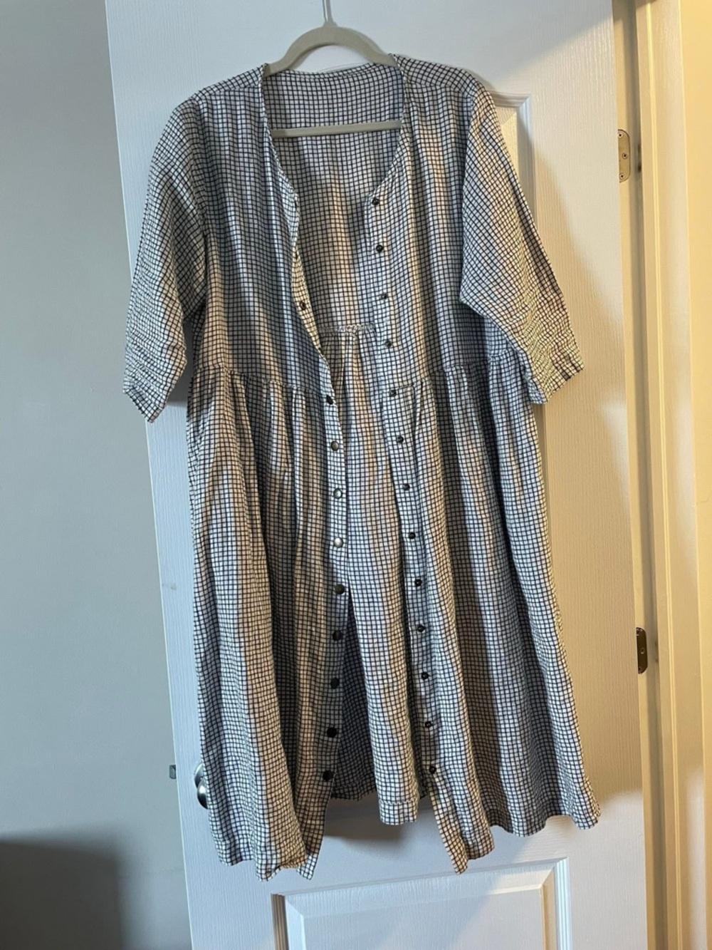 Linen by MN Dress in Black and White checks
